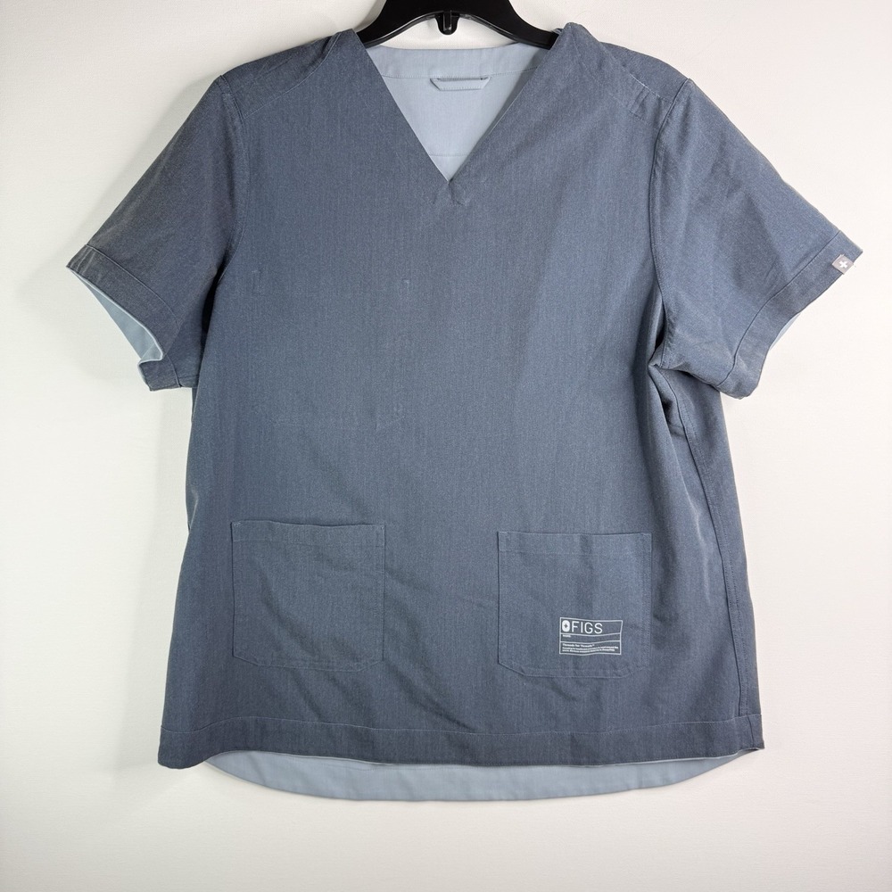 Figs Women's Reversible Scrub Top Blue XL